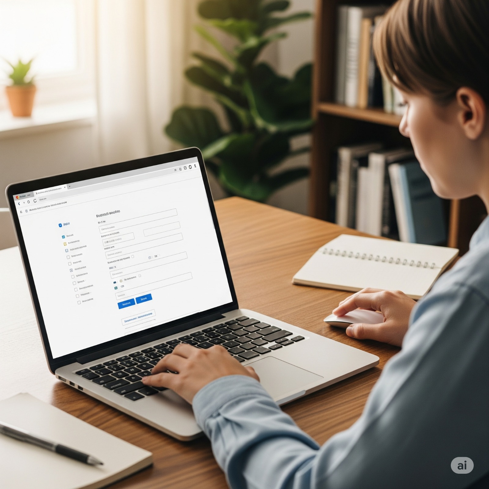 Een persoon die een online formulier invult op een laptop voor de Gravity Forms review.